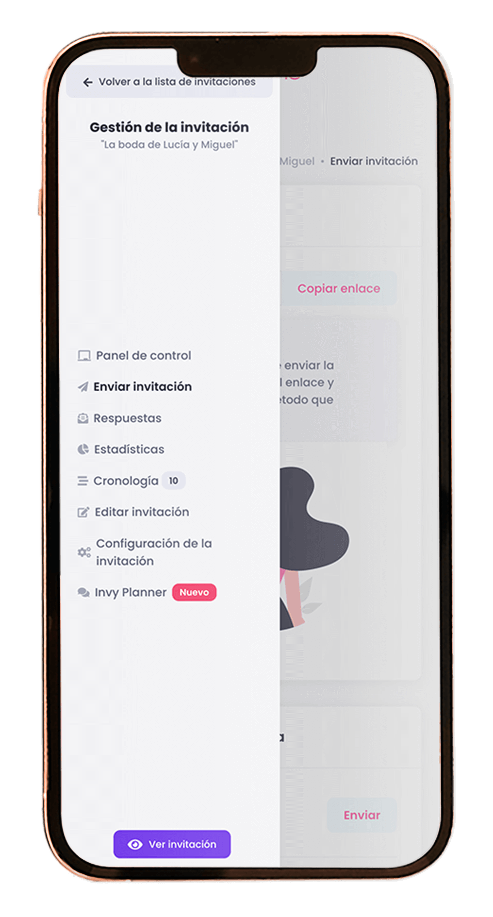 InviteMe.es - Menú dashboard