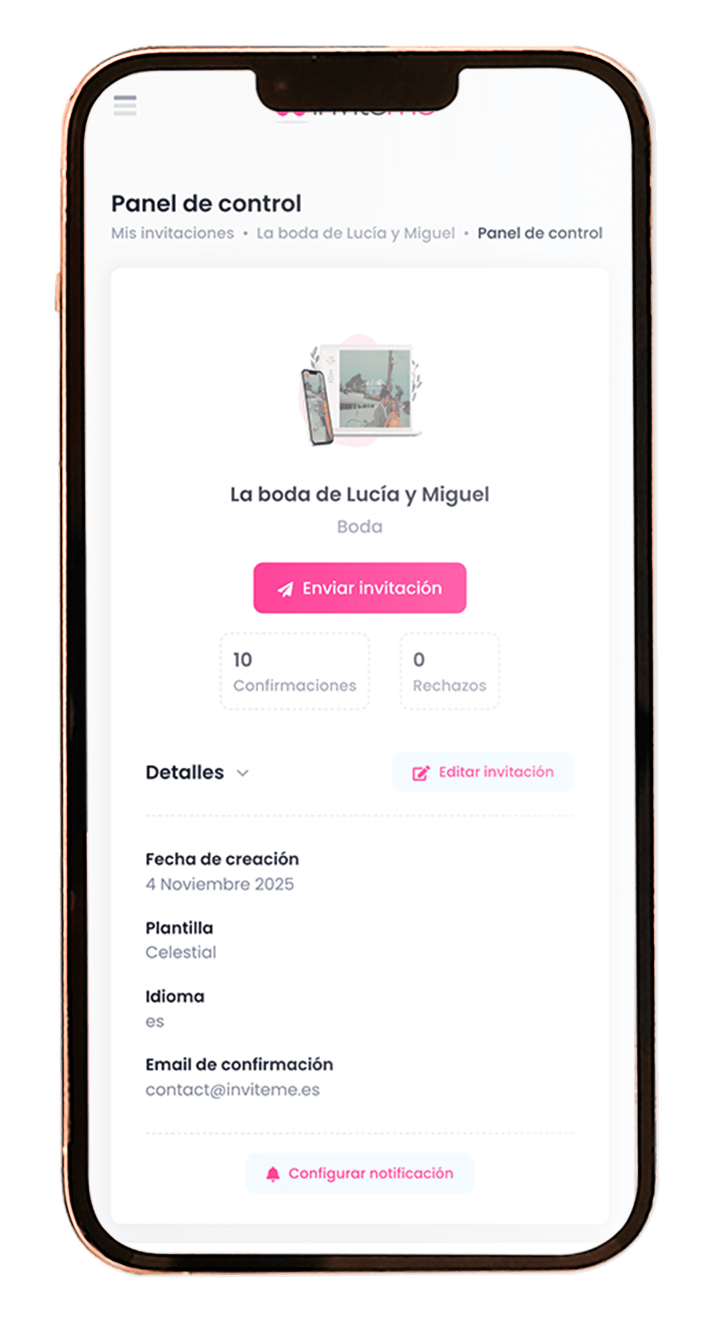 InviteMe.es - Dashboard