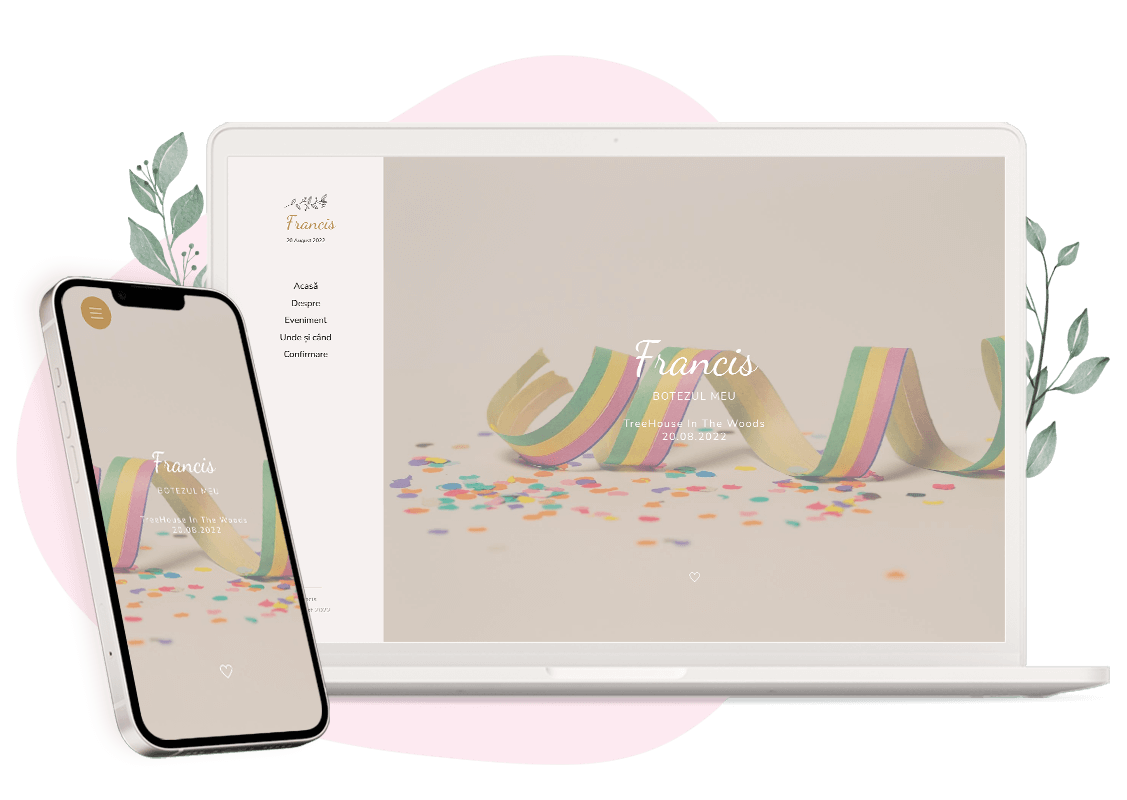 Plantilla de invitación online de Bautizo: Angelic