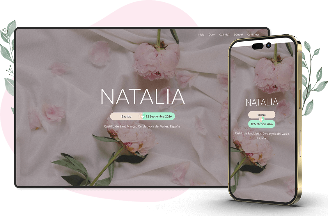 Plantilla de invitación online de Boda y Bautizo: Lovely