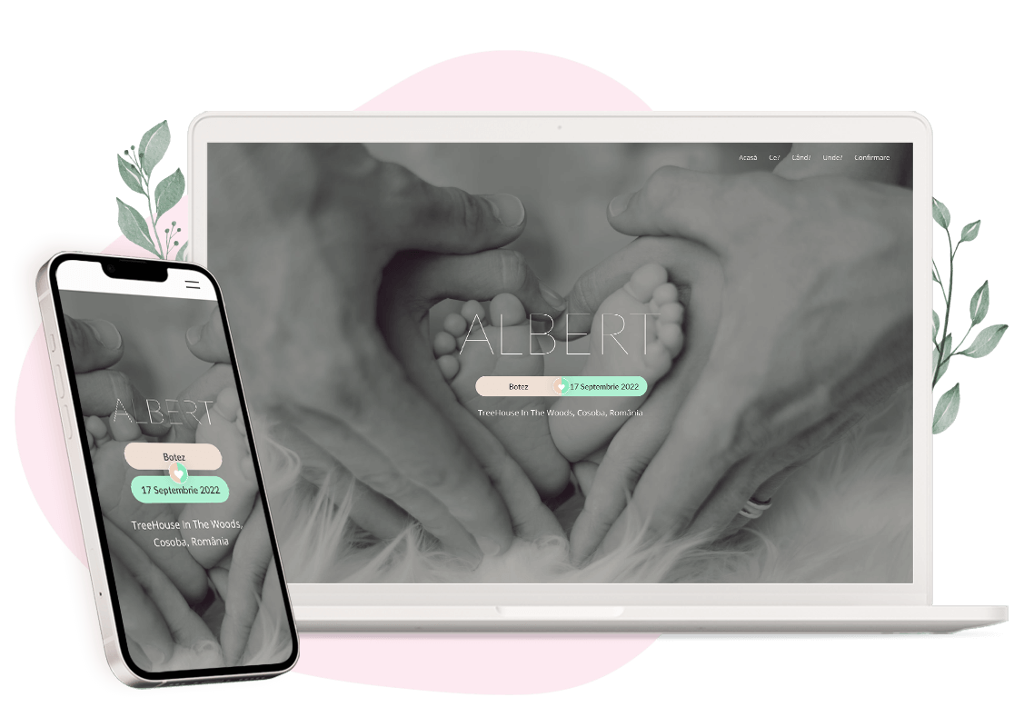 Plantilla de invitación online de Boda y Bautizo: Lovely