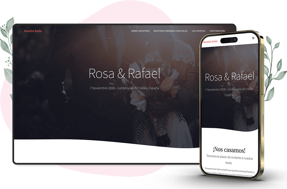 Plantilla de invitación online de Boda: Romance