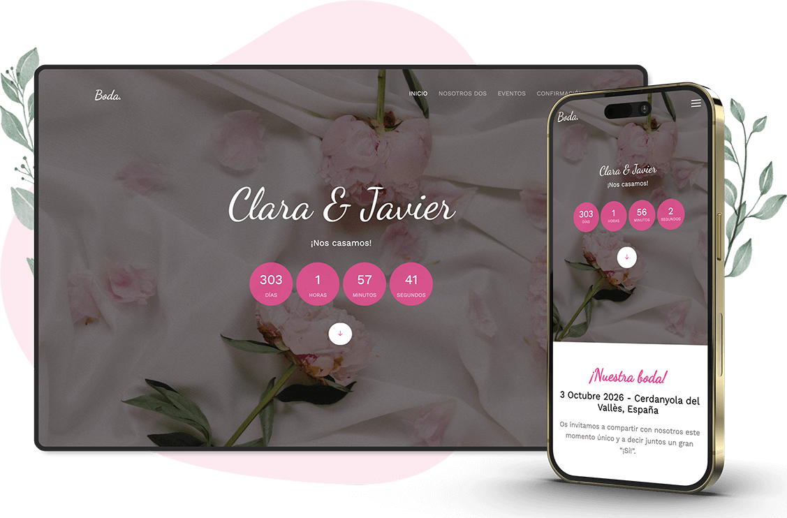 Plantilla de invitación online de Boda: The two of us